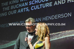 Damian Henderson, King William’s College & The Buchan School with host Juliet Mann. Awards for Excellence 2025. Photo by Callum Staley (CJS Photography)