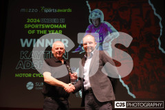 Ian Begley presenting Suntera Under-21 Sportswoman of the Year Award to a representative of Kaytlyn Adshead (Motorsport). Isle of Man Sports Awards 2024. Photo by Callum Staley (CJS Photography)