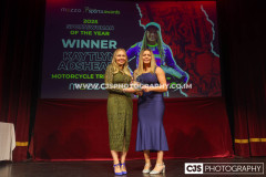Mezzo Sportswoman of the Year Kaytlyn Adshead (Motorcycle Trials). Isle of Man Sports Awards 2025. Photo by Callum Staley (CJS Photography)