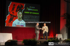 Rob Pritchard, host of Isle of Man Sports Awards 2025 with Guest of honour, GB Track Cyclist Matt Richardson. Isle of Man Sports Awards 2025. Photo by Callum Staley (CJS Photography)