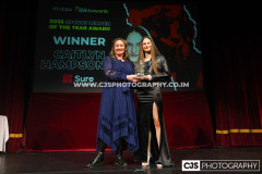 Daphne Caine MHK presenting The Sure Sports Leader of the Year to Caitlyn Hampson. Isle of Man Sports Awards 2025. Photo by Callum Staley (CJS Photography)