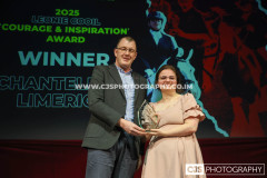 Marcus Cooil presenting the Leonie Cooil “Courage & Inspiration” Award to Chantelle Limerick (Horse Riding). Isle of Man Sports Awards 2025. Photo by Callum Staley (CJS Photography)