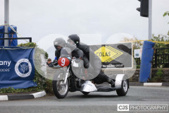 Blackford’s Pre-TT Classic Road Races, Race 4 3 Wheeling Sidecar Classic Race 1. Castletown Corner. Photo by Callum Staley (CJS Photography)