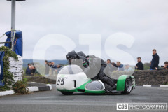 Blackford’s Pre-TT Classic Road Races, Race 4 3 Wheeling Sidecar Classic Race 1. Castletown Corner. Photo by Callum Staley (CJS Photography)