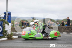 Blackford’s Pre-TT Classic Road Races, Race 4 3 Wheeling Sidecar Classic Race 1. Castletown Corner. Photo by Callum Staley (CJS Photography)