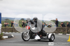 Blackford’s Pre-TT Classic Road Races, Race 4 3 Wheeling Sidecar Classic Race 1. Castletown Corner. Photo by Callum Staley (CJS Photography)