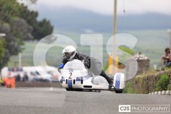 Blackford’s Pre-TT Classic Road Races, Race 4 3 Wheeling Sidecar Classic Race 1. Castletown Corner. Photo by Callum Staley (CJS Photography)