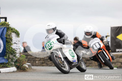 Blackford’s Pre-TT Classic Road Races, Race 6 Quine & Cubbon Printers 250cc Classic & 125cc Post Classic Race. Castletown Corner. Photo by Callum Staley (CJS Photography)