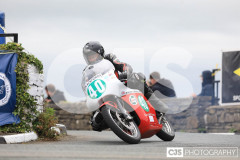 Blackford’s Pre-TT Classic Road Races, Race 6 Quine & Cubbon Printers 250cc Classic & 125cc Post Classic Race. Castletown Corner. Photo by Callum Staley (CJS Photography)