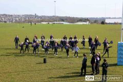 Unity Dance School performing before the Women's NC Two North game between Vagabonds and Littleborough. Photo by Callum Staley (CJS Photography)