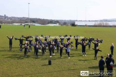 Unity Dance School performing before the Women's NC Two North game between Vagabonds and Littleborough. Photo by Callum Staley (CJS Photography)