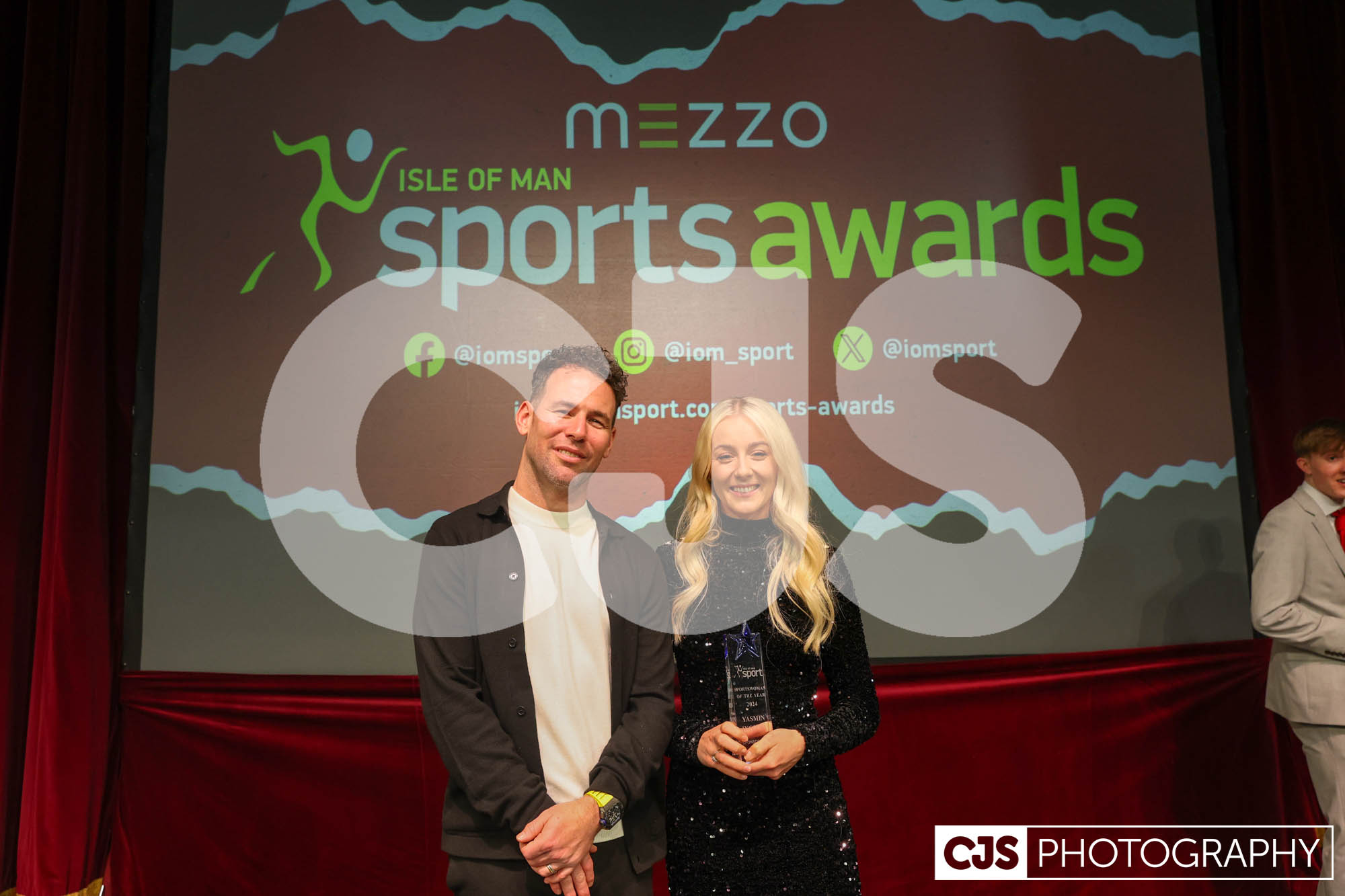 Sir Mark Cavendish (Cycling), Sportsman of the Year with Yasmin Ingham (Equestrian), Sportswoman of the Year. Isle of Man Sports Awards 2024